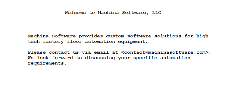 Welcome to Machina Software
